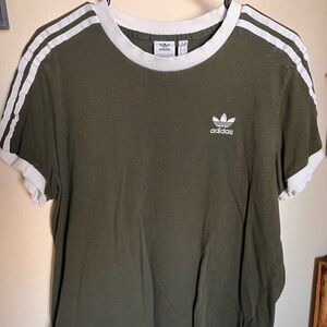 Olive/Dark Green Adidas 3-Stripe Tee